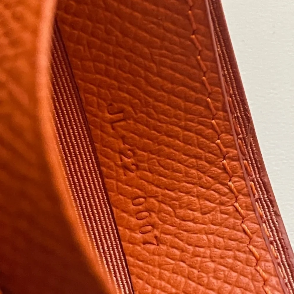 Salvatore Ferragamo Orange Leather Card Holder